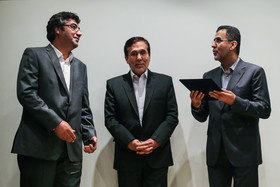 (از راست)حجت‌الله ایوبی، شفیع آقا محمدیان و سید مهدی طباطبایی نژاد در مراسم تودیع و معارفه مدیرعامل مرکز گسترش سینمای مستند و تجربی